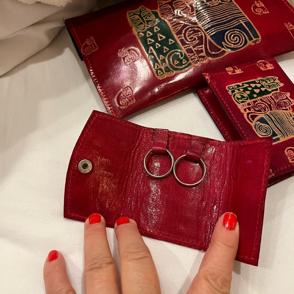 Set of small purse with credit card holder and key chain holder . Argentina made - Picture 3 of 8